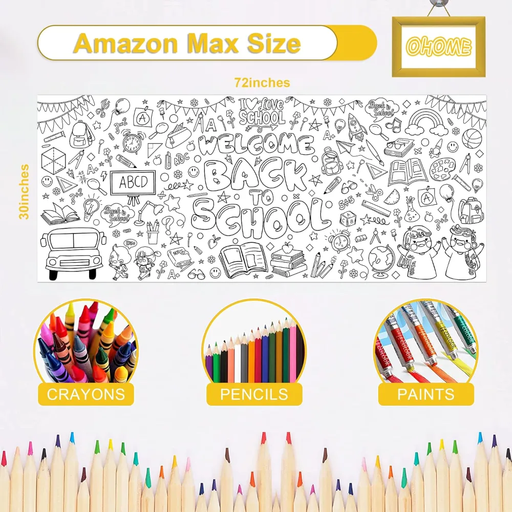 Back to School Giant Coloring Poster/Tablecloth, view 2