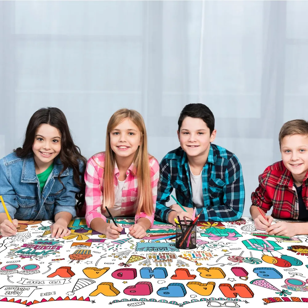 Birthday Giant Coloring Tablecloth, view 5