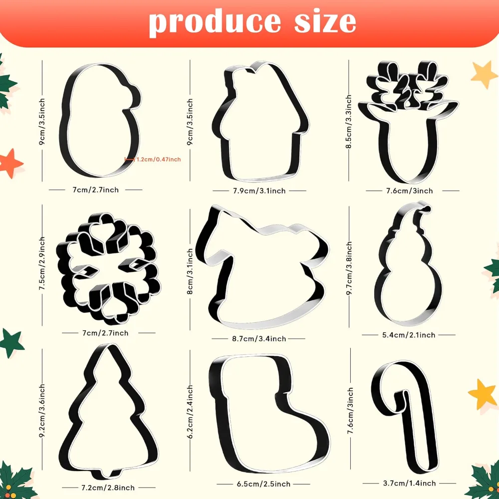 Christmas Cookie Cutters 9 PCS Christmas Party Favors, view 2