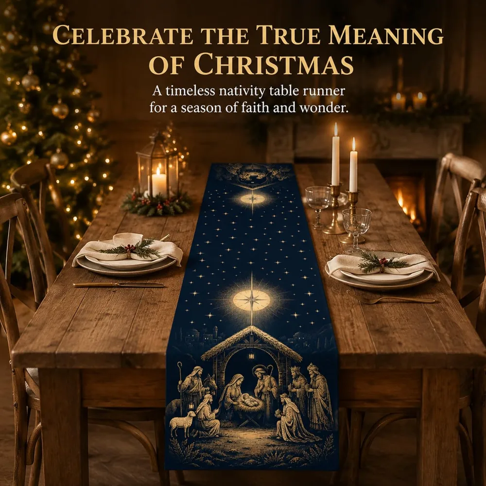 Christmas Decorations Holy Night Nativity Table Runner, view 2