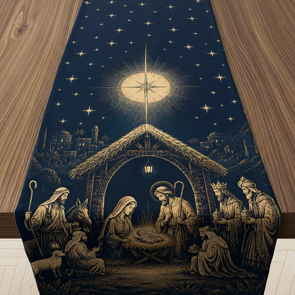 Christmas Decorations Holy Night Nativity Table Runner