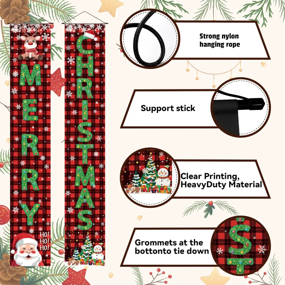 Christmas Decorations Outdoor Merry Christmas Porch Banner, view 3