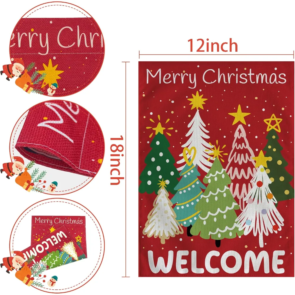 Christmas Decorations Outdoor Xmas Tree Welcome Garden Flag, view 2