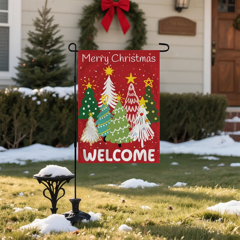 Christmas Decorations Outdoor Xmas Tree Welcome Garden Flag, view 4