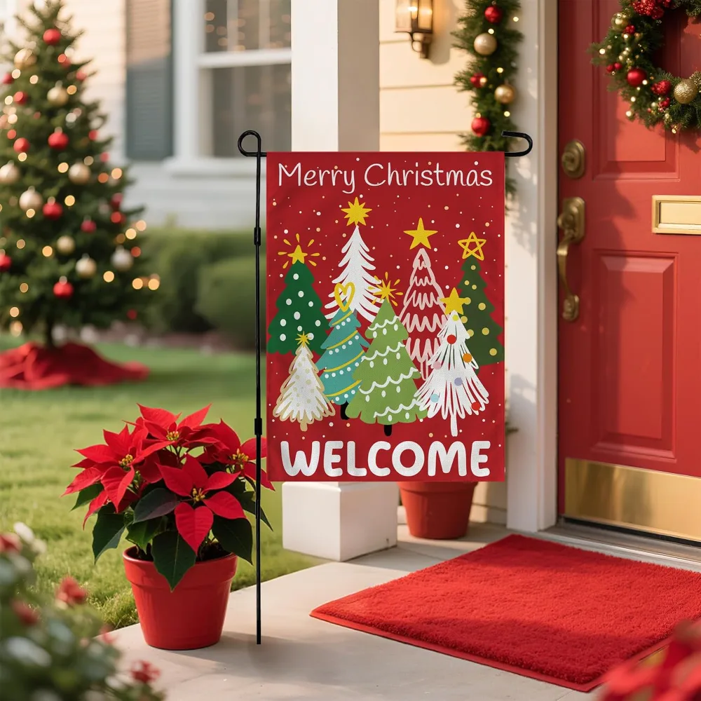 Christmas Decorations Outdoor Xmas Tree Welcome Garden Flag, view 6