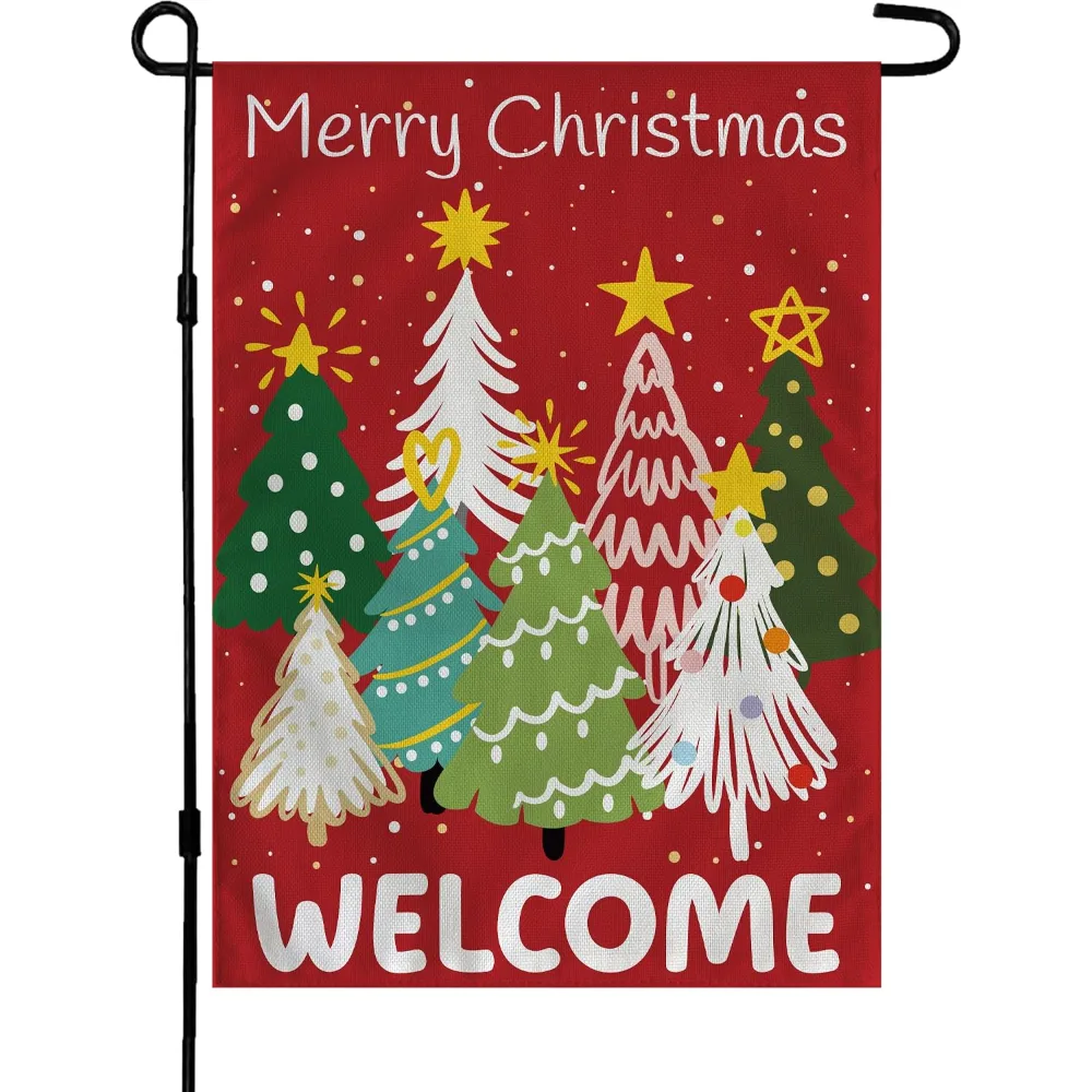 Christmas Decorations Outdoor Xmas Tree Welcome Garden Flag