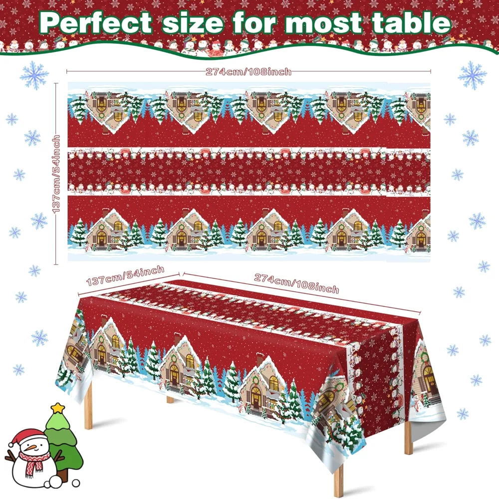Christmas Party Decorations Snowman Plastic Tablecloth, view 2