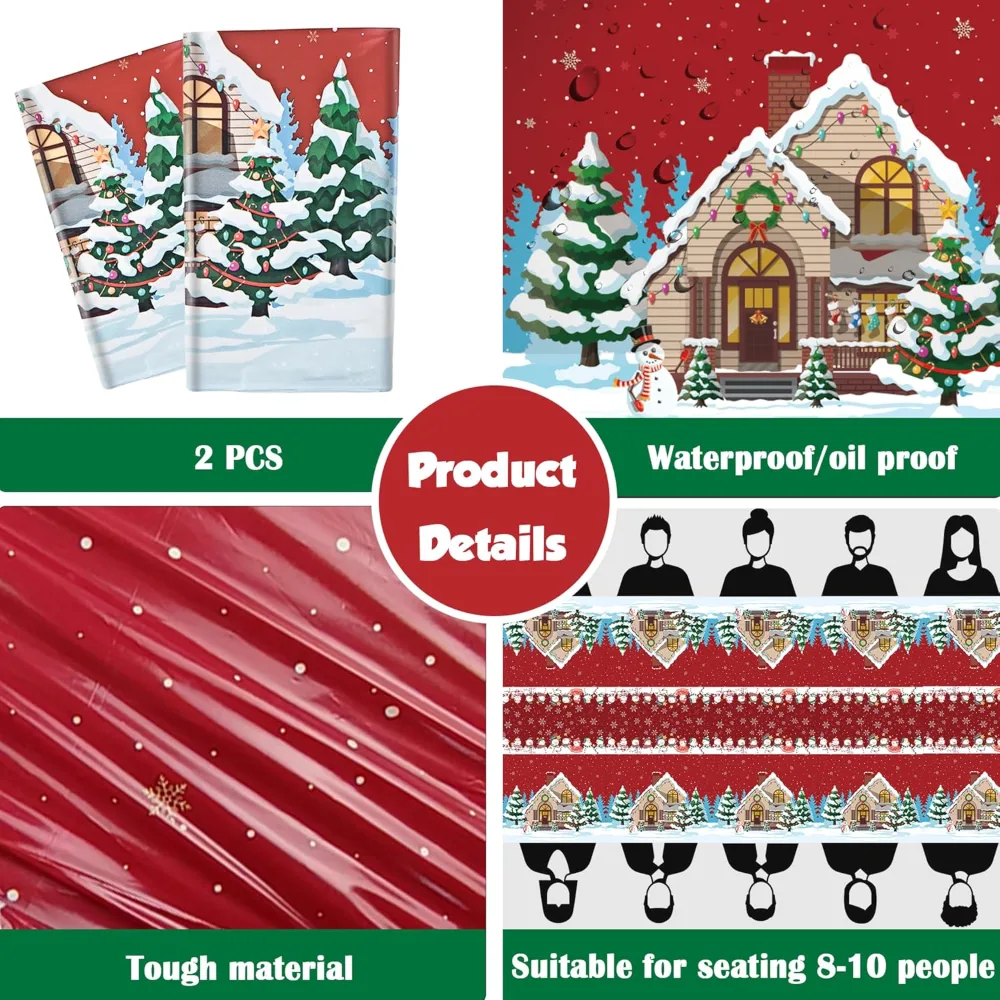 Christmas Party Decorations Snowman Plastic Tablecloth, view 4
