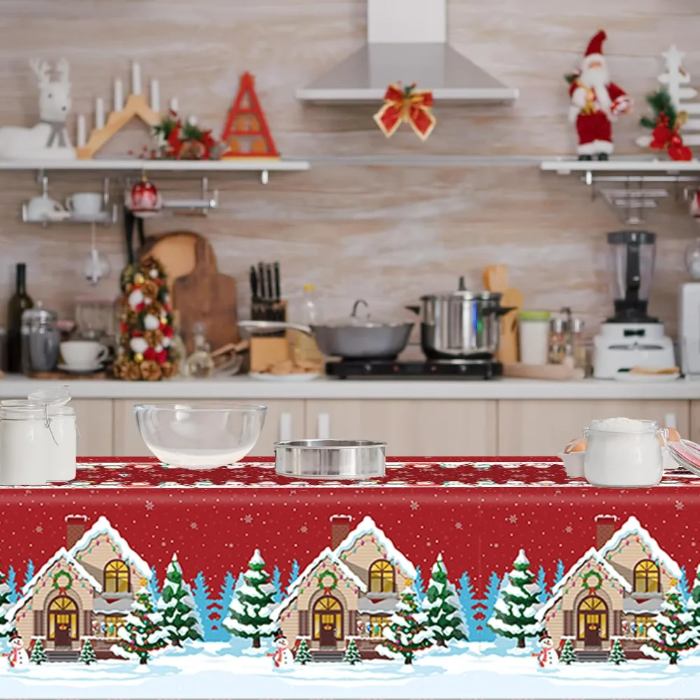 Christmas Party Decorations Snowman Plastic Tablecloth, view 5