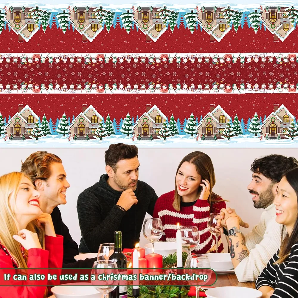 Christmas Party Decorations Snowman Plastic Tablecloth, view 6