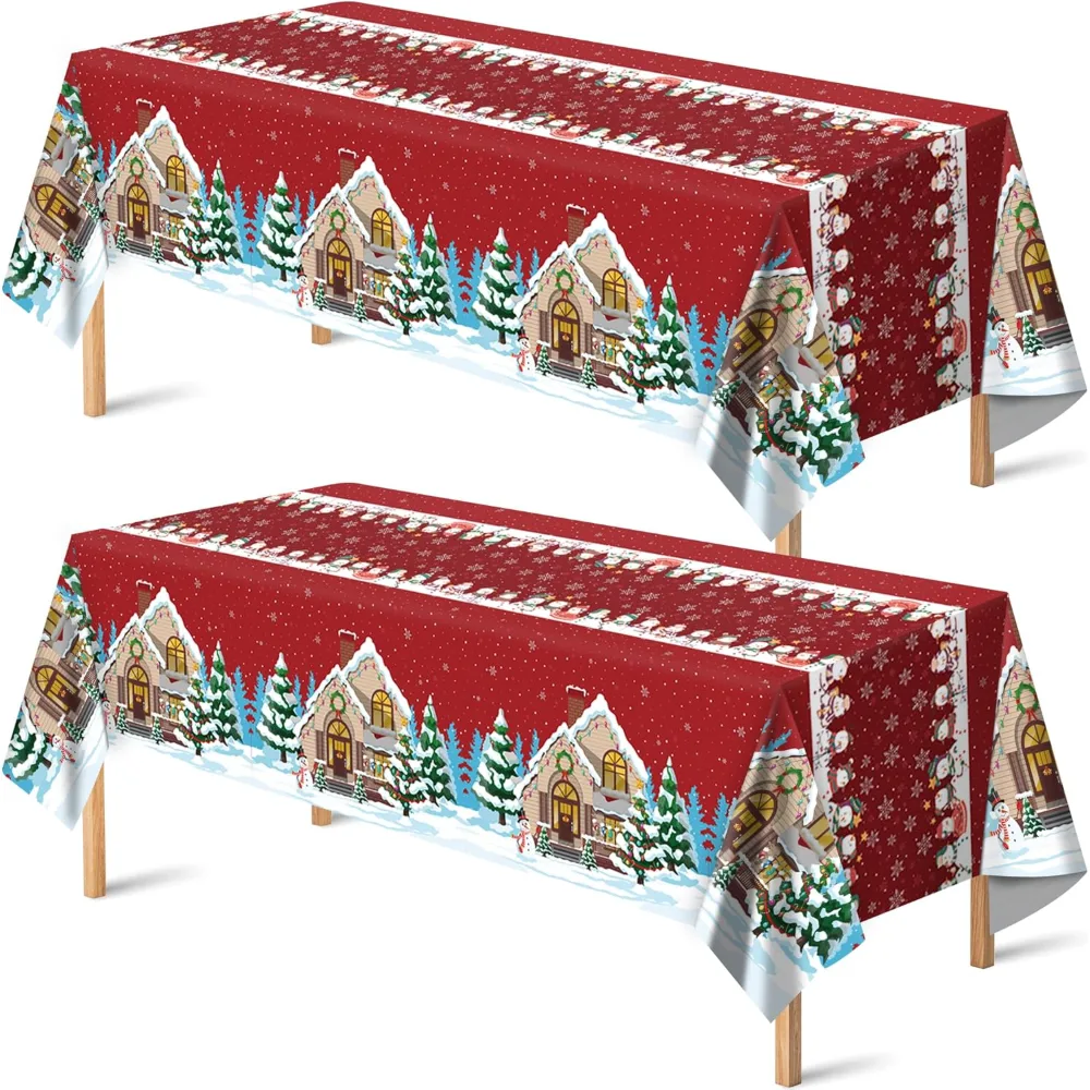 Christmas Party Decorations Snowman Plastic Tablecloth