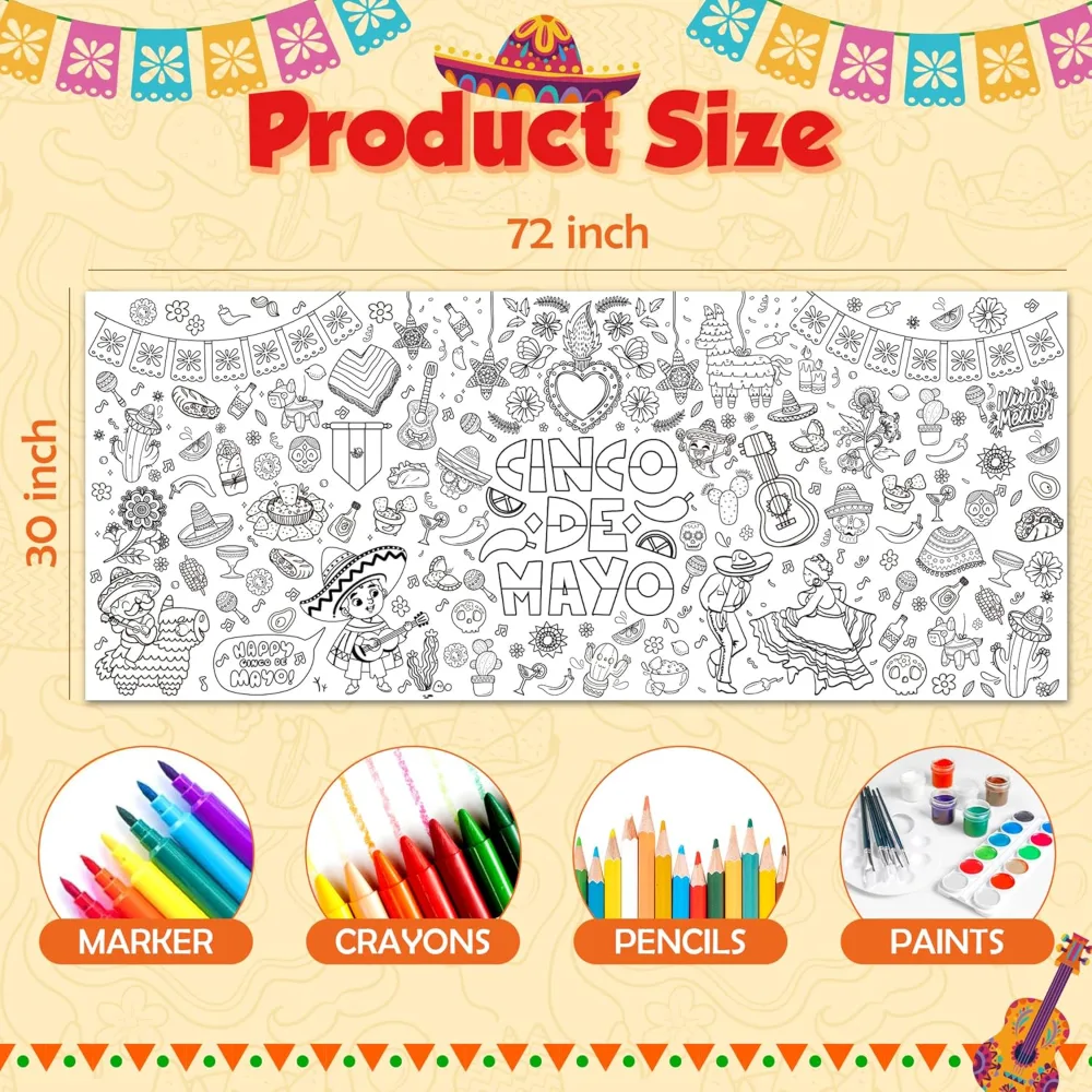 Cinco De Mayo Giant Coloring Poster/Tablecloth, view 4