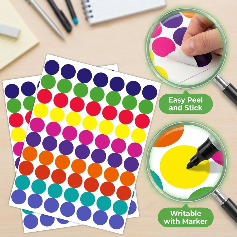 Dot Stickers 1400 PCS Colored Circle Stickers for Kids, view 3