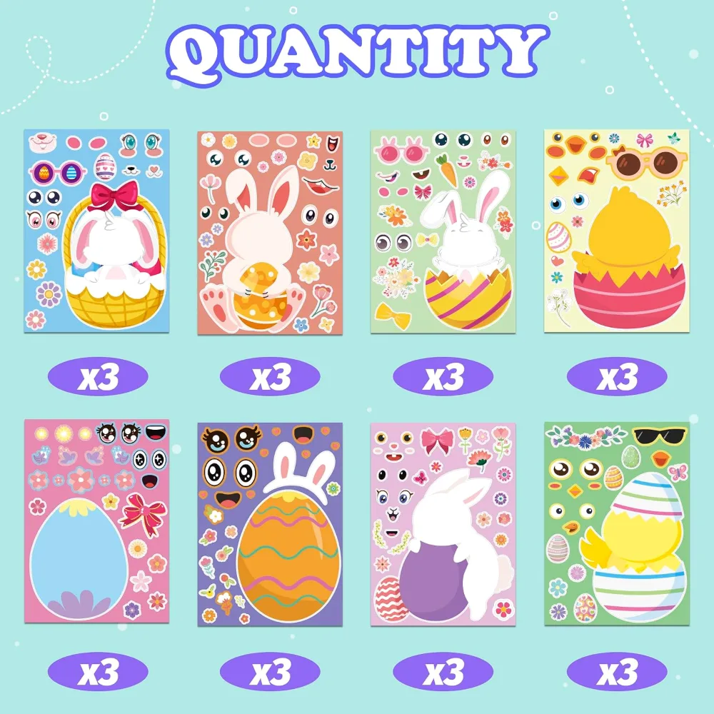 Easter Basket Stuffers 24 Sheets Easter Crafts Stickers, view 4