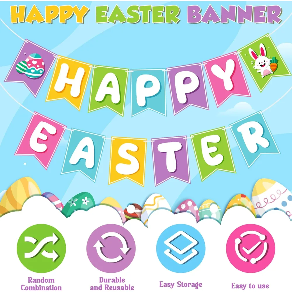 Easter Decorations Happy Easter Banner, view 3