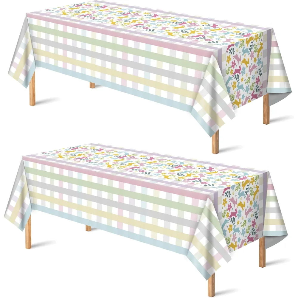 Easter Decorations Rabbit Eggs Disposable Plastic Tablecloth