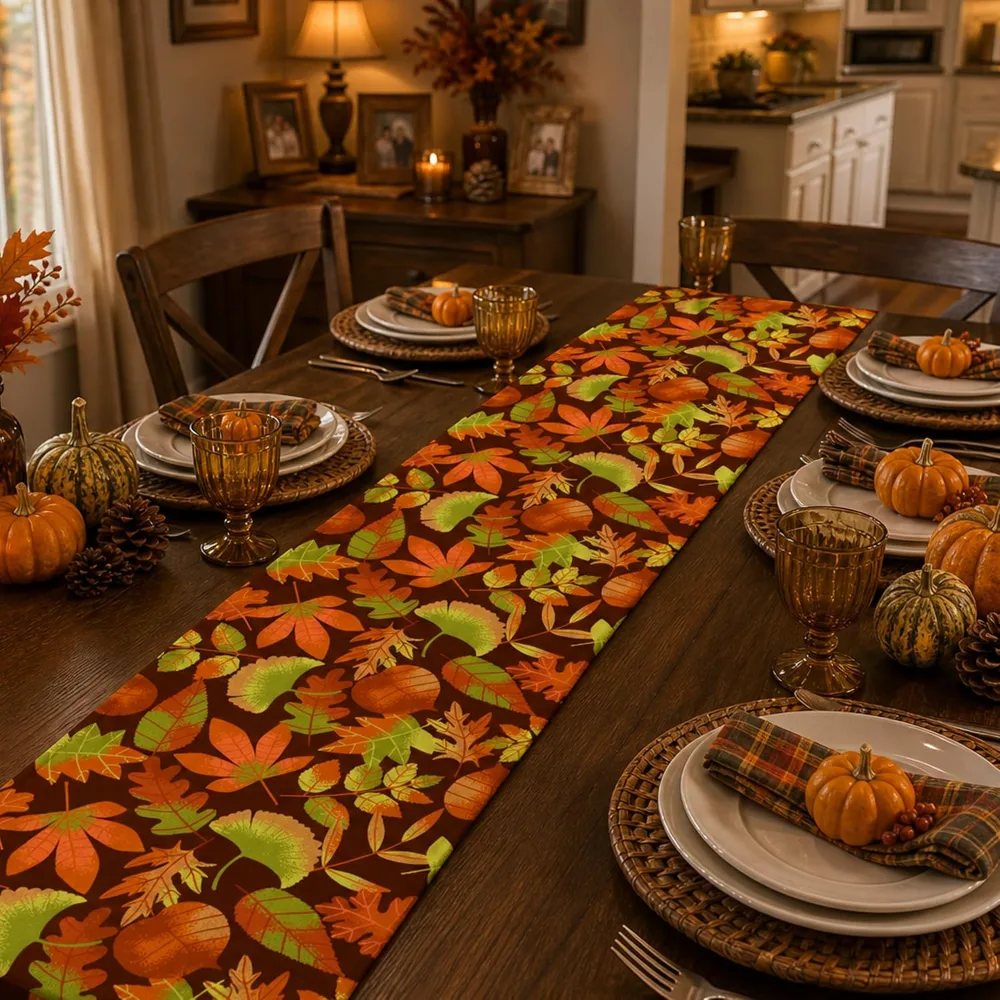 Fall Decor Autumn Leaves Table Runner, view 4