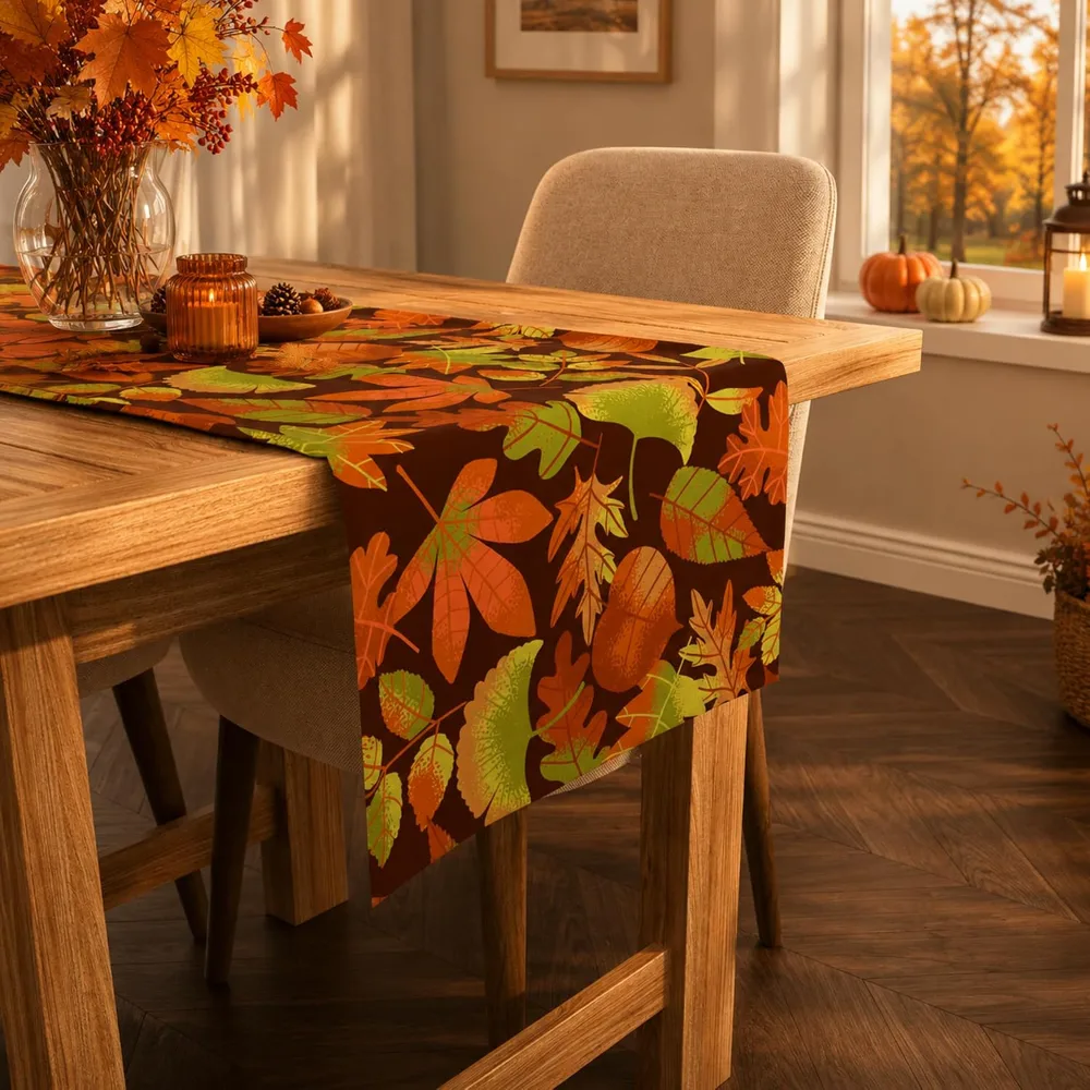 Fall Decor Autumn Leaves Table Runner, view 5