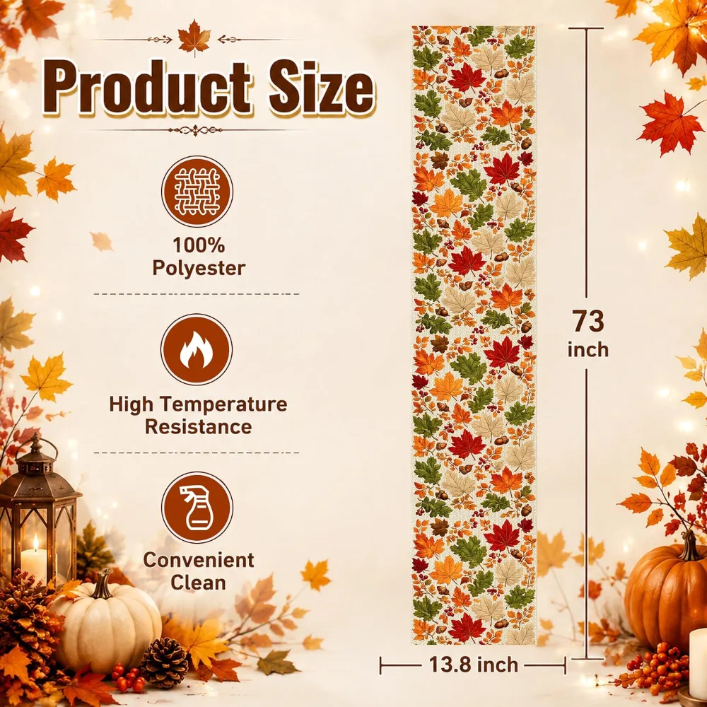 Fall Decor Fall Leaves Table Runner for Thanksgiving, view 3