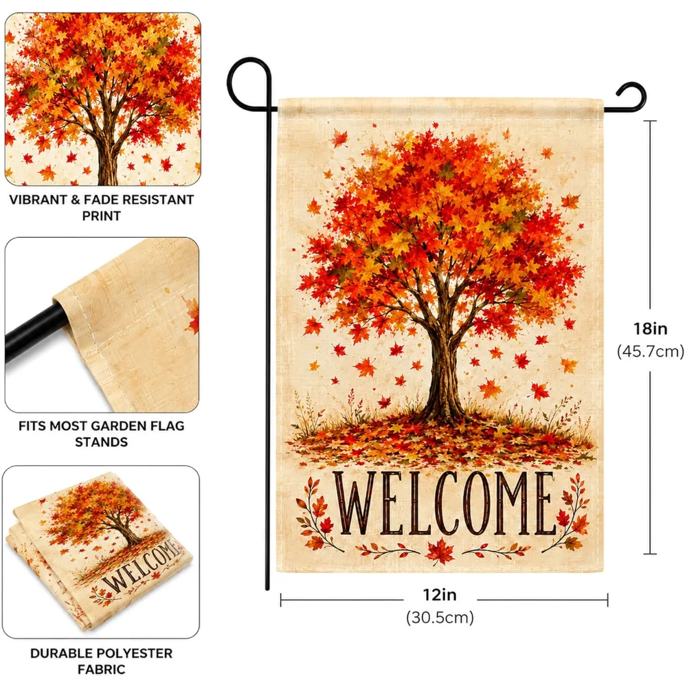 Fall Decor Fall Maple Tree Welcome Garden Flag, view 2