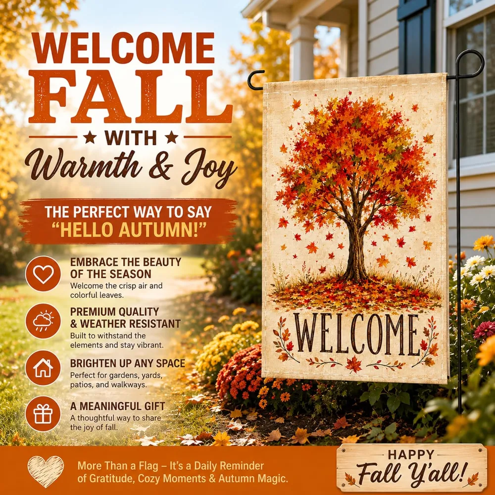 Fall Decor Fall Maple Tree Welcome Garden Flag, view 3