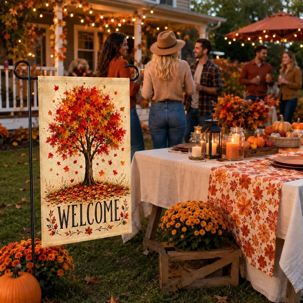 Fall Decor Fall Maple Tree Welcome Garden Flag, view 5