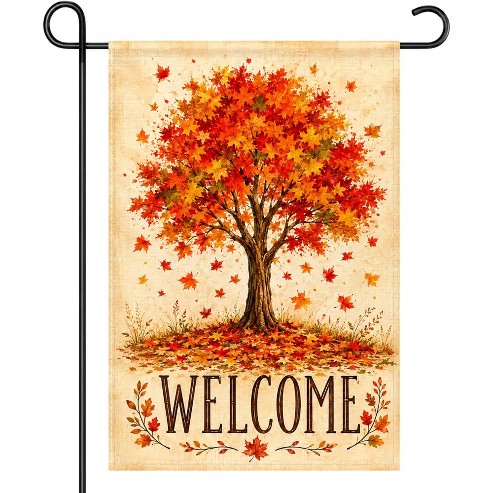 Fall Decor Fall Maple Tree Welcome Garden Flag