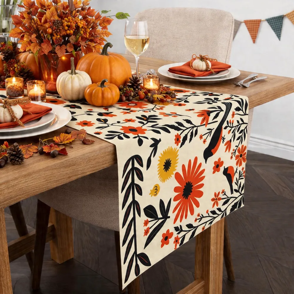Fall Decor Floral Table Runner, view 2