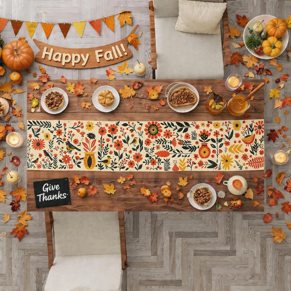 Fall Decor Floral Table Runner, view 6
