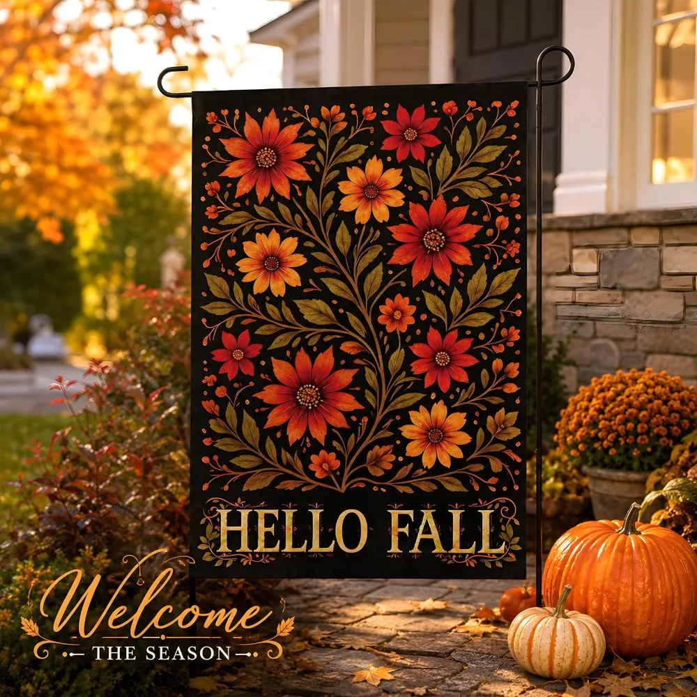 Fall Decor Hello Fall Floral Garden Flag, view 3