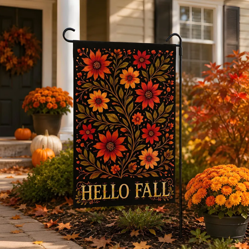 Fall Decor Hello Fall Floral Garden Flag, view 5