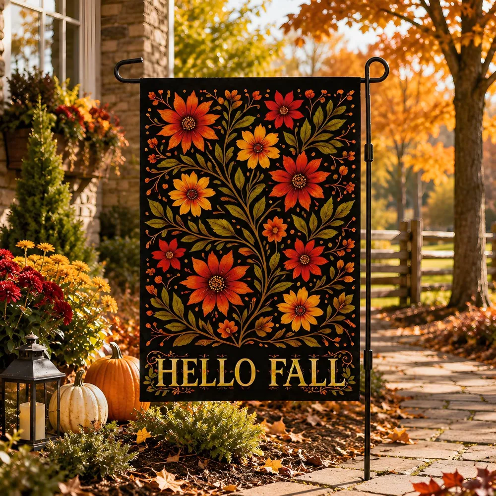 Fall Decor Hello Fall Floral Garden Flag, view 6