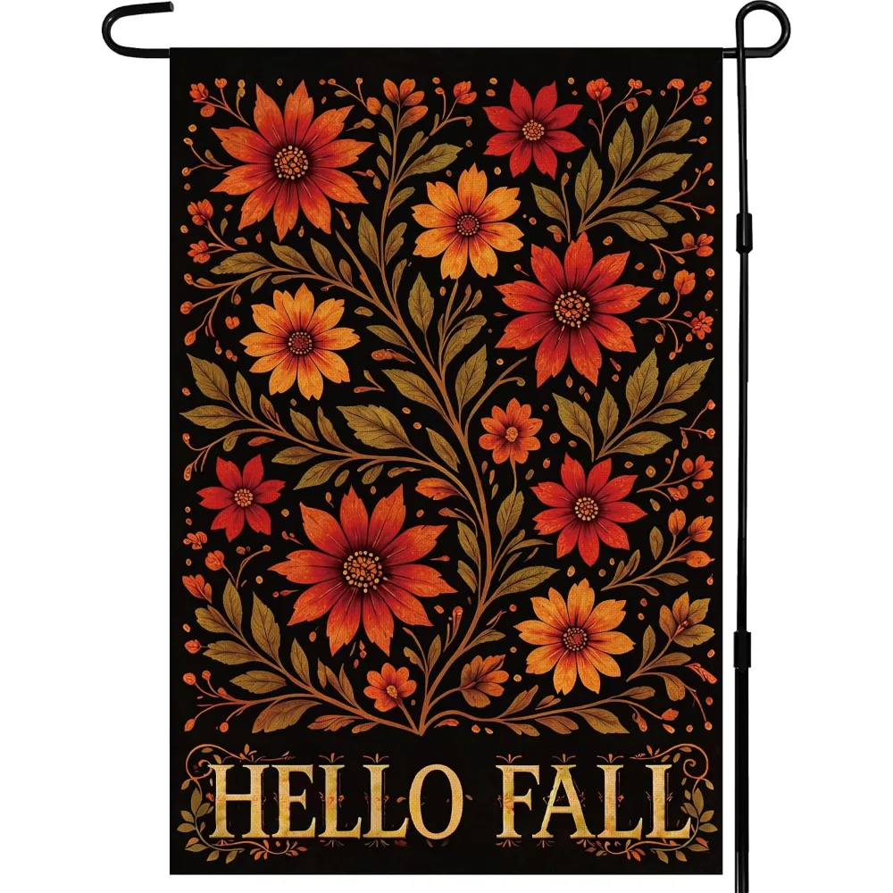 Fall Decor Hello Fall Floral Garden Flag