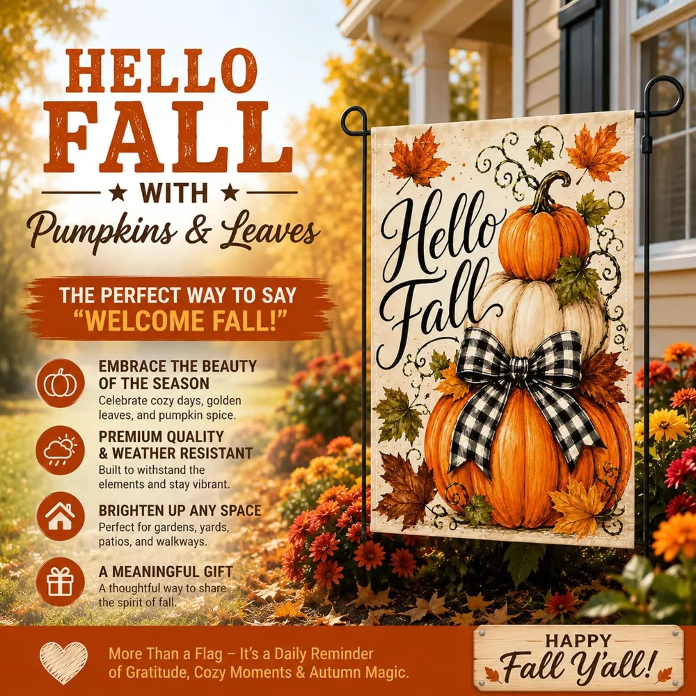 Fall Decor Hello Fall Garden Flag, view 3
