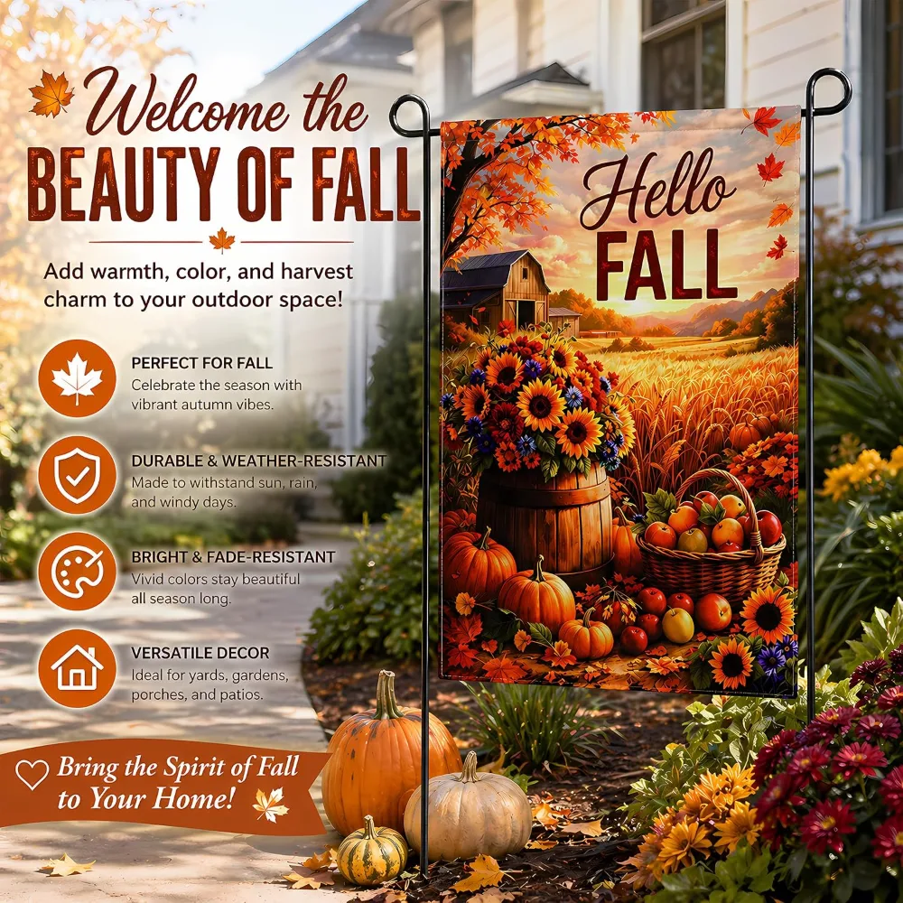 Fall Decor Hello Fall Garden Flag, view 3