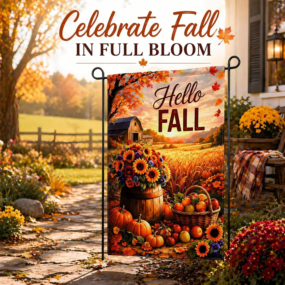 Fall Decor Hello Fall Garden Flag, view 4