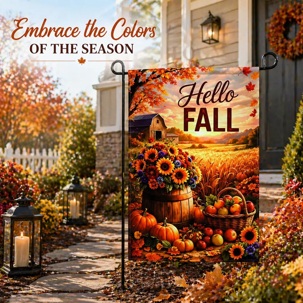 Fall Decor Hello Fall Garden Flag, view 5