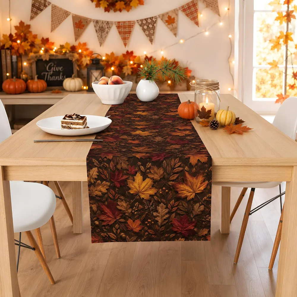 Fall Decor Maple Leaf Fall Table Runner for Thanksgiving, view 2