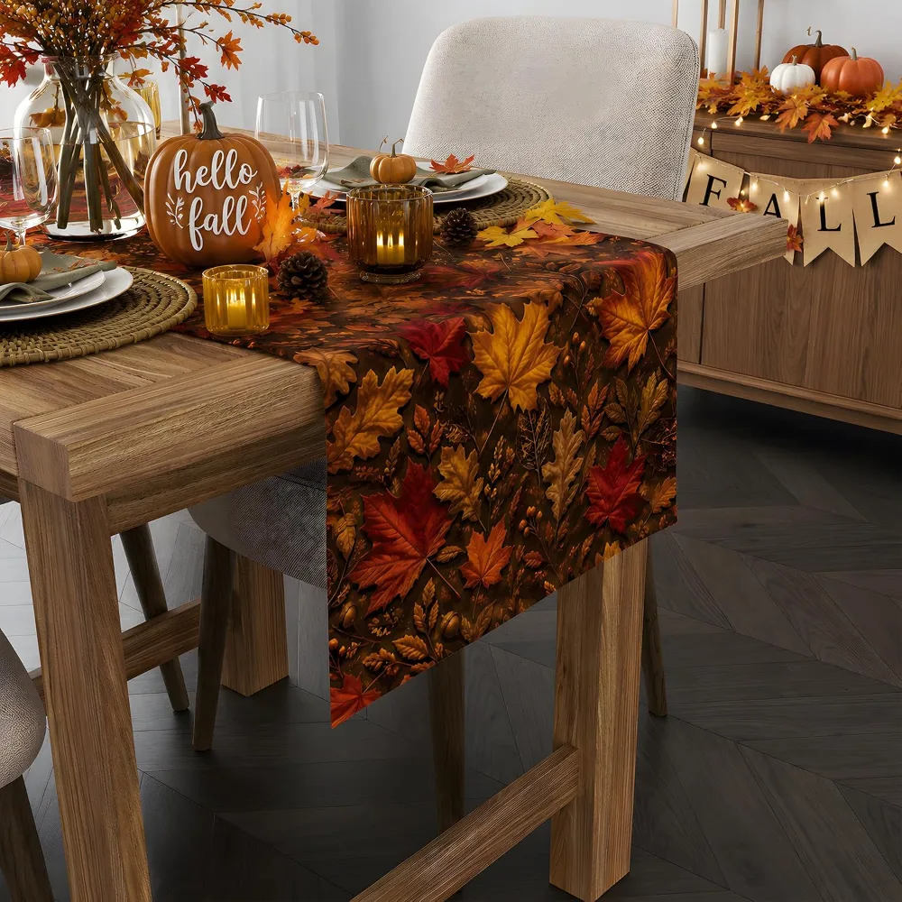 Fall Decor Maple Leaf Fall Table Runner for Thanksgiving, view 4