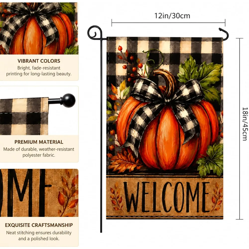 Fall Decor Pumpkin Welcome Garden Flag, view 2