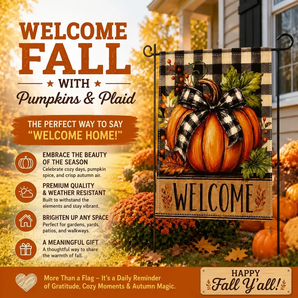 Fall Decor Pumpkin Welcome Garden Flag, view 3