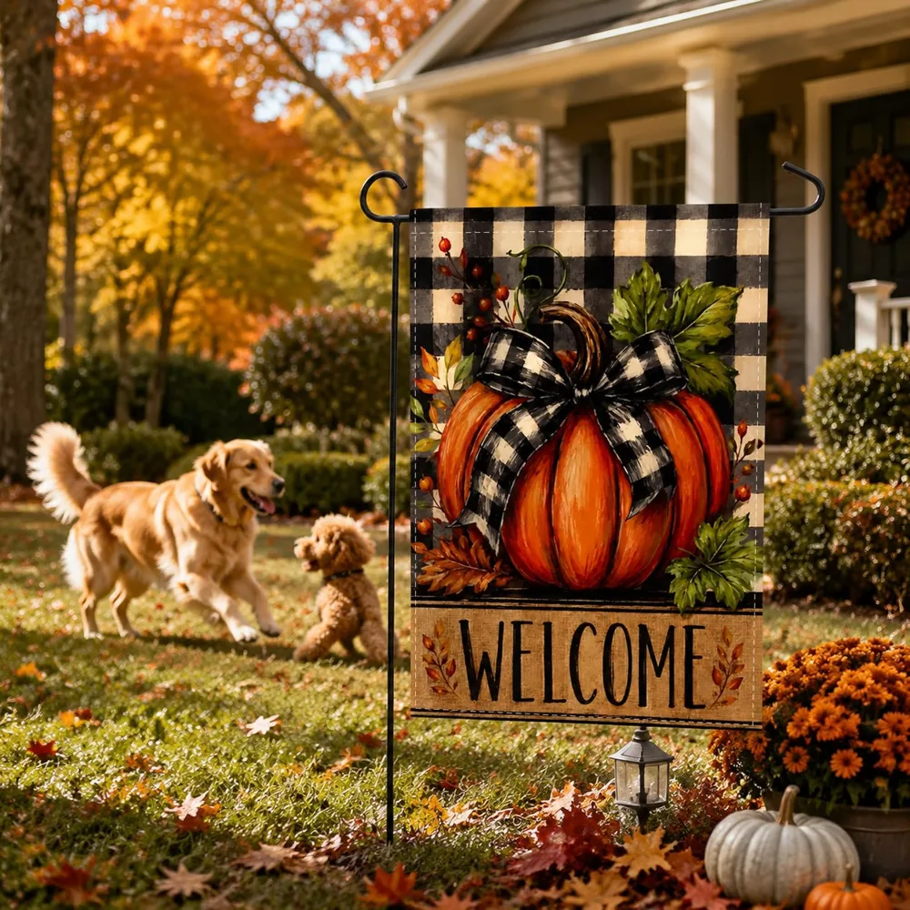 Fall Decor Pumpkin Welcome Garden Flag, view 4