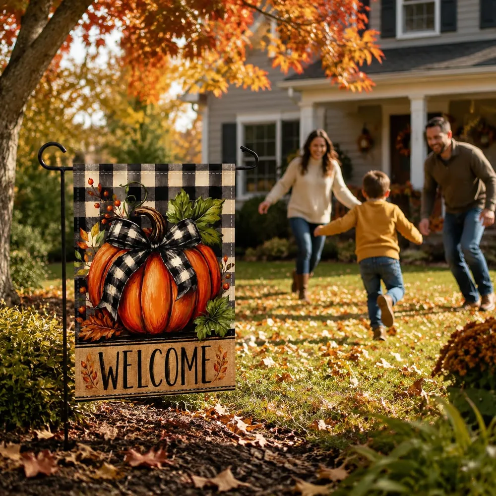 Fall Decor Pumpkin Welcome Garden Flag, view 5