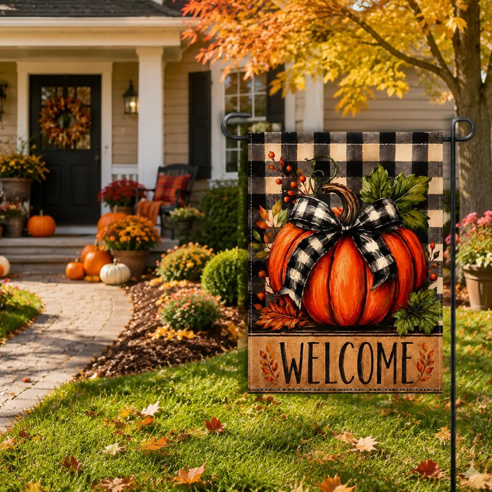 Fall Decor Pumpkin Welcome Garden Flag, view 6