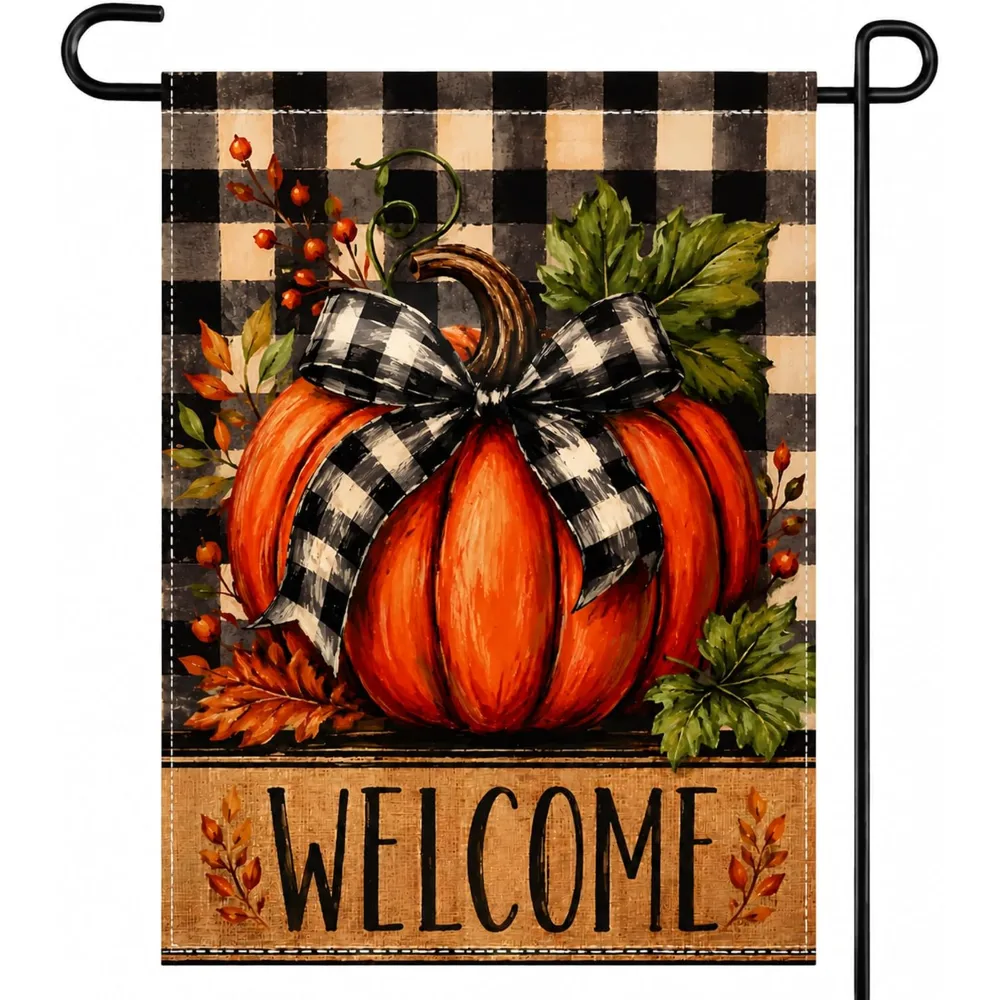 Fall Decor Pumpkin Welcome Garden Flag