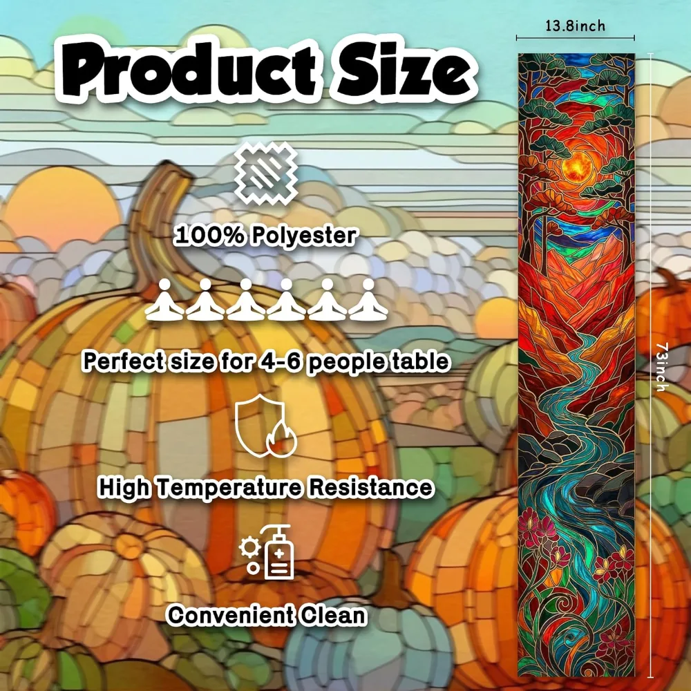 Fall Decor Stained Glass Table Runner, view 3