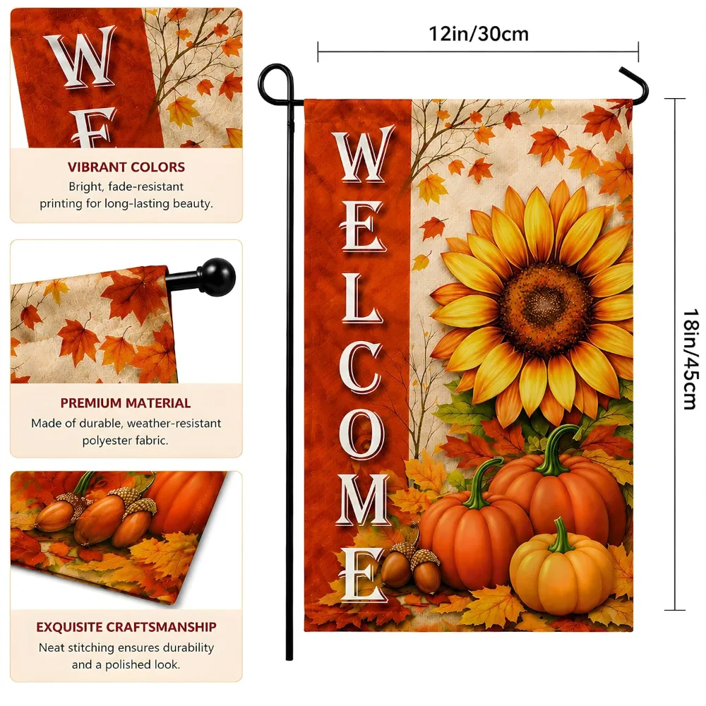 Fall Decor Sunflower Pumpkin Garden Flag, view 2