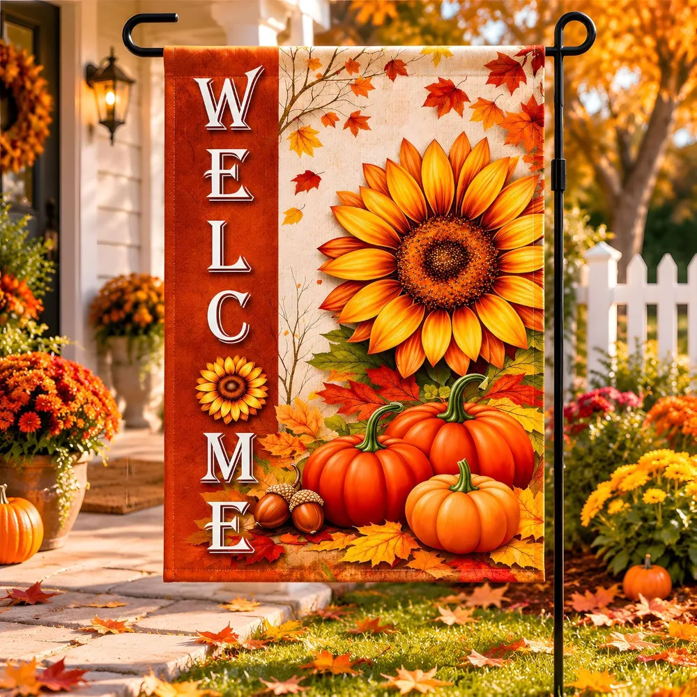 Fall Decor Sunflower Pumpkin Garden Flag, view 3
