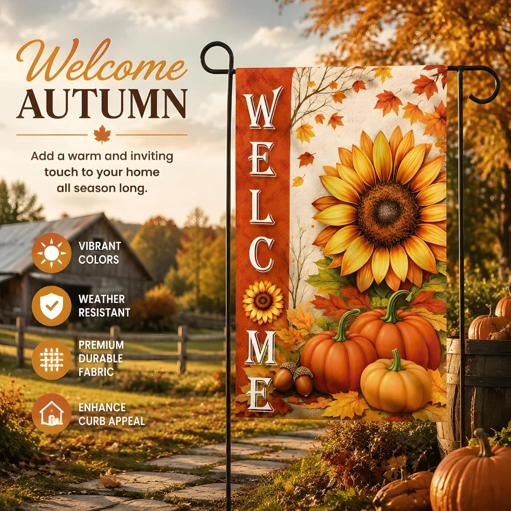 Fall Decor Sunflower Pumpkin Garden Flag, view 4