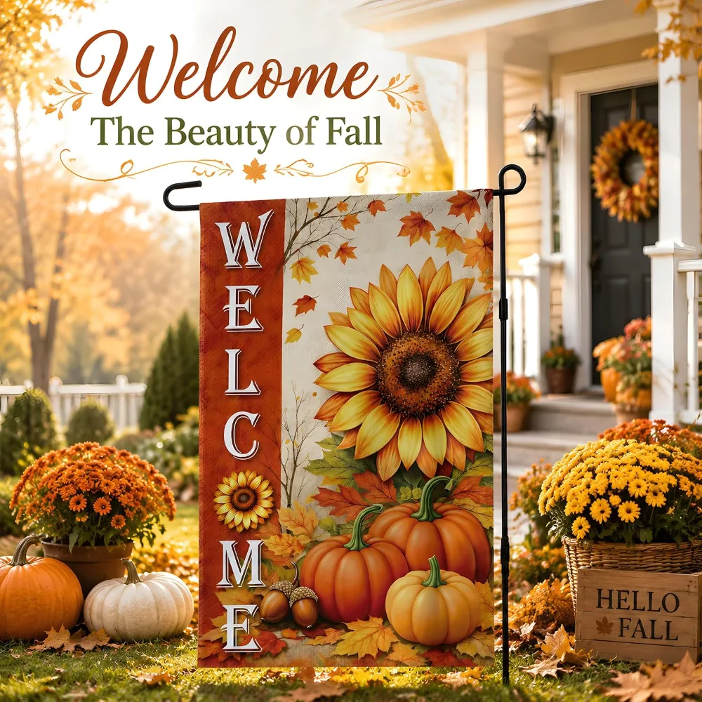 Fall Decor Sunflower Pumpkin Garden Flag, view 6